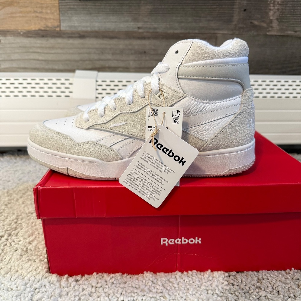 Reebok BB4000 2 Mid Retro ‘Triple White Hairy Suede’ | Men’s 8 | NIB - Picture 4 of 7